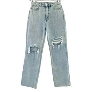 KITTENISH High-Rise Light Wash Raw Hem Jeans Women’s Size 28